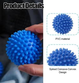 Set van 5 herbruikbare pvc-droogballen – versnelt het drogen van je wasgoed en verminder kreukels van kleding met deze praktische wasballen voor wasmachine en droger — thumbnail 5