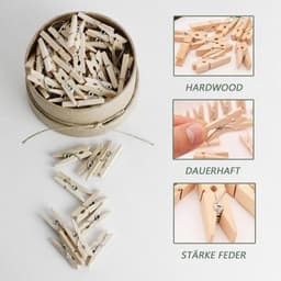 Wasknijpers Mini - Houten Klemmen - 50 Stuks - Kleine Wasknijpers - Decoratieve Clips - Voor Fotohouders/Knutselen - Duurzaam Hout — thumbnail 3