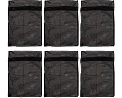 Solidchoice - Set van 6 Zwarte Waszakken van Polyester voor Lingerie en Sokken