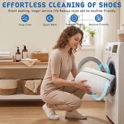 Schoenwaszak voor wasmachine 15 inch - vergrote maat - wit tweezonendesign - 360°-reiniging - ShopVlot — thumbnail 3