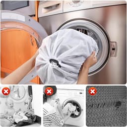 Set van 3 Herbruikbare Waszakken met Trekkoord - Dikke Mesh Waszakken voor Kleding, Organisatie en Bescherming van Textiel — thumbnail 2