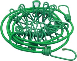 Waslijn 2 stuks - Flexibel droogtouw - Kleding drogen - Met 12 klemmen - 180-360 cm - Groen — thumbnail 1
