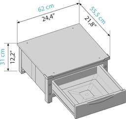 Wasmachine Verhoger - Droger Onderstel - Huishoudelijk Gemak - Met Uittrekbare Lade - Max 250 Kg - Wit — thumbnail 3