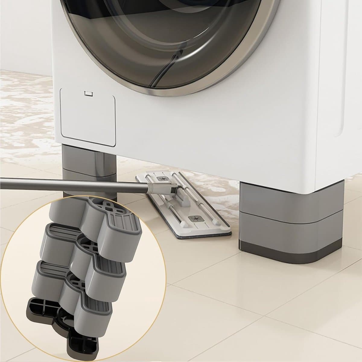 Wasmachine Trillingsdempers - Antislip Onderzetters Droger - Stabiliseren Apparaten - Geluidsreducerend Schuim - 4-Delige Set - Zwart — afbeelding 1