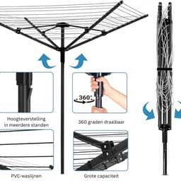 ApexArte® Droogmolen met Voet voor Camping & Thuis - Wasrek Staand - Droogrek Inklapbaar — thumbnail 2