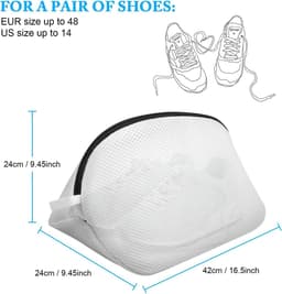 Waszak van mesh met een stevige ritssluiting, geschikt voor gebruik in de wasmachine, en tevens te gebruiken als opbergtas voor schoenen, kleding, sneakers, sokken, bh's, enz. — thumbnail 2