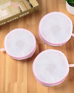 3 stuks - Bh Waszakken - Lingerie waszak voor dames - Wasbeschermer voor bh's in de wasmachine - Waszak van mesh - Waszak - Vormvast - Herbruikbaar - Met ritssluiting - Kledingbescherming - Geschikt voor bh's, ondergoed en sokken - Roze — thumbnail 5