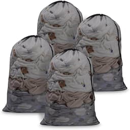 OUYLAF Set van 4 Waszakken - waszak groot - 60*90cm - waszakken voor wasgoed - waszakken vuile was - waszakken groot -Zwart — thumbnail 1