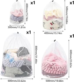 Wasmachine wasnetten set van 4 - Waszakken met koordstopper voor beddengoed, kleding en dekens, ideaal voor alle maten en soorten wasgoed — thumbnail 3
