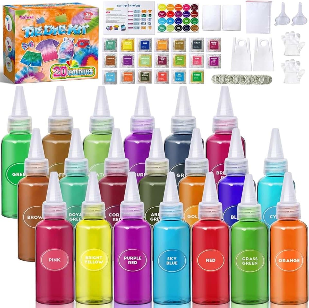 Dye Kit, 20 kleuren Fabric Tyedyedye-set, niet-giftige Tye Dye Kit voor kinderen, volwassenen, grote groepen, handgemaakt feest — afbeelding 1