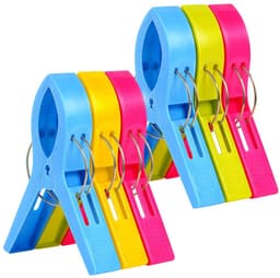 Wasknijpers, 6 Stuks Handdoekklemmen, Plastic Strandhanddoekclips, voor Zwembad Stoelen Wasserij, Houd uw Handdoek Tegen Blazen Weg — thumbnail 1