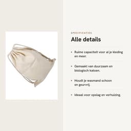 Waszak Dikke Canvas Katoenen Tas - Opbergtas voor Wasgoed - Huishoudelijke Waszak - Trekkoordsluiting - 22 * 28 cm - Biologisch Materiaal — thumbnail 3