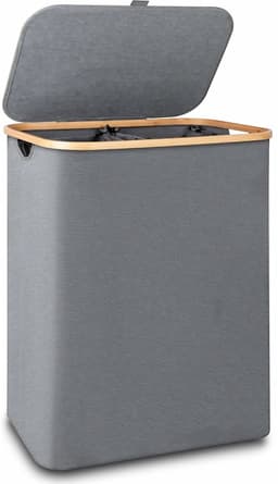 KIRA® Wasmand 2 Vakken - Wasmand -Wasbare binnenzakken - 40cm x 20cm x 60cm — thumbnail 1