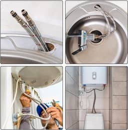SnelShoppen - 2 Stuks Flexibele Aansluitslang 60 cm, RVS Waterkraan Slang 3/8, Kranen Verlengstuk voor Keuken en Badkamer, Koude en Warme Water Slang — thumbnail 4