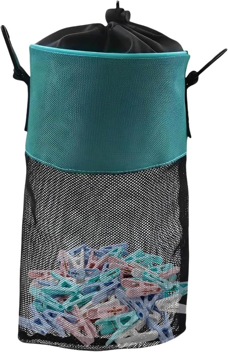 Kwastenzak met Haken - Opberghoes Clips - Wasgoed Organiseren - Sneldrogend Mesh - 30 x 20 cm - Lichtblauw — afbeelding 1