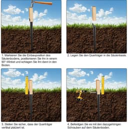 Grondanker Inslag - Paalhouder Huls - Tuinprojecten Stabiliseren - Roestwerend IJzer - 55 x 700 mm - Zwart — thumbnail 2