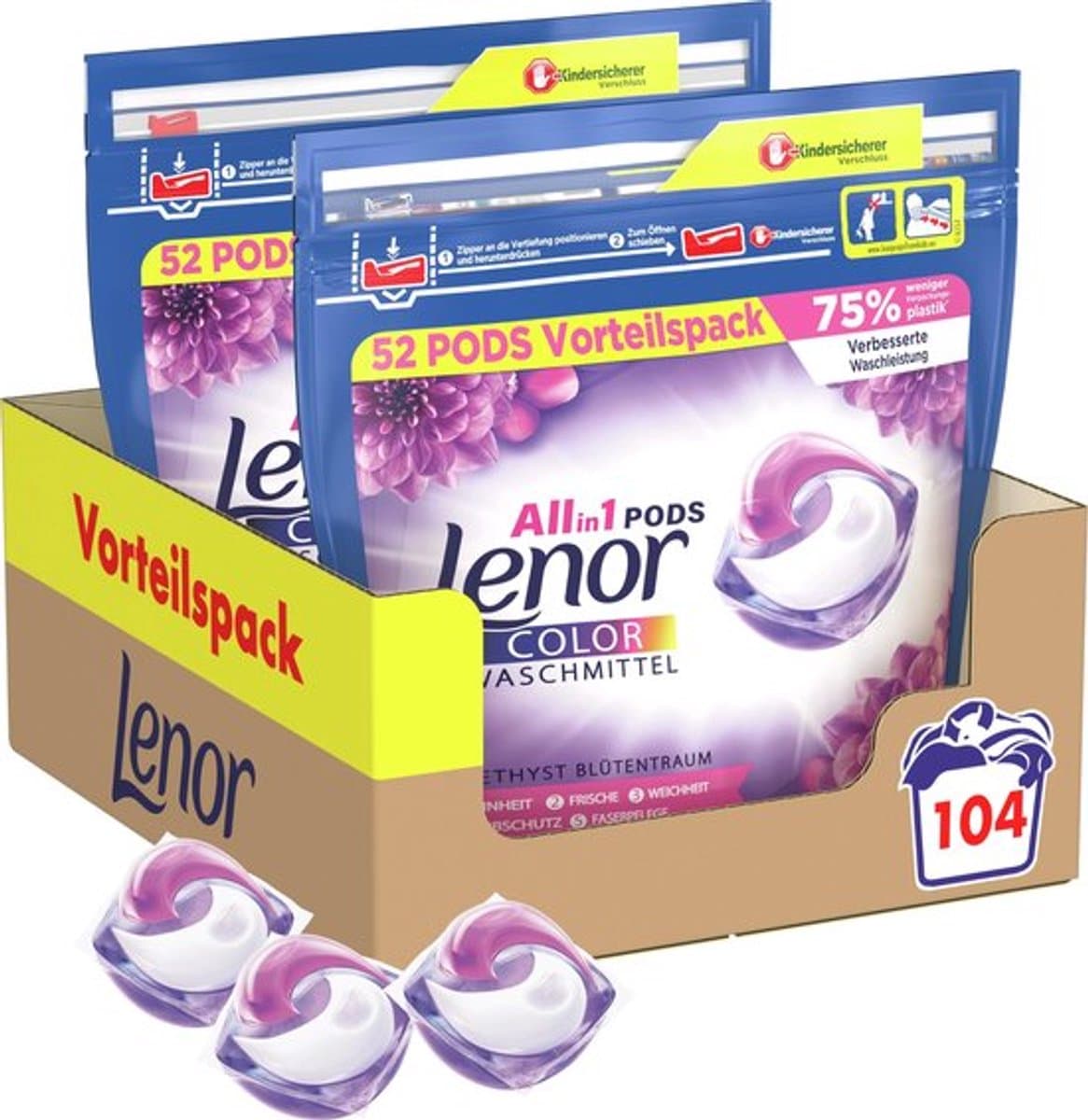 Lenor All-In-One Pods Amethyst Blutentraum 104pods — afbeelding 1