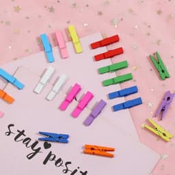 Mini Wasknijpers - Houten Clips - Foto's Ophangen - Regenboog Kleuren - 100 Stuks - Multicolor — thumbnail 2