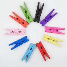 Houten Was Knijpers - Kleine Houten Clips - Foto's Ophangen - Natuurlijk Hout Metaal - 3.5 cm - Gekleurd — thumbnail 3