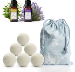 SnelShoppen - 6 LUMINER Droogballen, Wol Ballen voor Wasdroger, Kruidige Geuren met Lavendel en Tea Tree, Natuurlijke Kledingverzachter, Sneller Droge — thumbnail 1