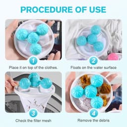 Filtergaas voor wasmachine - 5 Stuks - Wasmachinehaarfilter - Drijvend model - Filterend gaas - Herbruikbaar - Pluizenopvanger - Verwijdert haar van honden en katten - Voor de was - Blauw, Roze, Paars — thumbnail 3