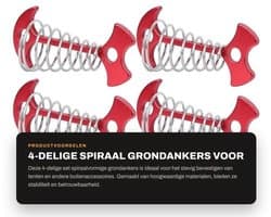 Grondankers 4-delig - Spiraalvormig - Multifunctionele Tentaccessoires - Geschikt voor Houten Platforms - Aluminiumlegering/Roestvrij Staal - 7.7x3.6cm - Tentpalen