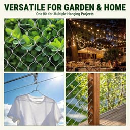 SnelShoppen - 94-delige draadset, 60m/2mm RVS tuin draad, PVC-gecoat, inclusief M4 spanbouten, ideaal voor klimplanten, feestverlichting, foto ophange — thumbnail 3
