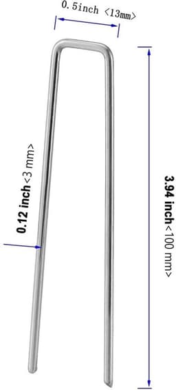 150 stuks gegalvaniseerde grondankers, 100 x 13 mm, Ø 3 mm, bevestigingsanker, grondankers van verzinkt, staal voor bevestiging van onkruiddoek, onkruidfolie, heggen, tuinvlies, omheining of — thumbnail 3