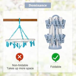 Set van 2 - Sokkenhanger - Winddichte kledinghanger - 360° draaibare sokkenhanger - Multifunctionele plastic kledinghanger - Inclusief 40 antislipclips - Geschikt voor binnen- en buitengebruik - Blauw — thumbnail 3