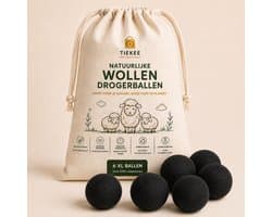 Drogerballen XL - 6 Stuks - 100% Nieuw-Zeelandse Schapenwol - Herbruikbare Wasdrogerballen - Natuurlijk Alternatief voor Wasverzachter - Helpt Droogtijd te Verkorten & Energie te Besparen - Inclusief Gratis Lavendel Geurolie - Zwart