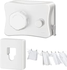 Intrekbare Waslijn - Wand Waslijn - Ruimte Besparen - Zware Lasten - 5.1 Meter - Wit — thumbnail 1