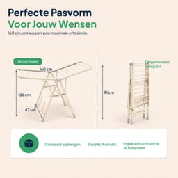 ProductXpert DryPro™ - Wasrek - Droogrek Inklapbaar - Opvouwbaar - 160 cm - Beige — thumbnail 5