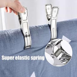 Handdoekclip, RVS strandhanddoekharingen kleding grote winddichte clips houden uw handdoek tegen wegblazen (10 stuks 8,9 * 0,4 * 1,8 cm) — thumbnail 2
