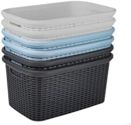 Plasticforte Wasmand - 2x - 35 liter - rotan - licht grijs - kunststof - 53 x 36 x 26 cm - draagmand - met handvatten - lichtgewicht — thumbnail 5