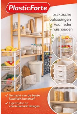 Plasticforte Wasmand - 3x - 35 liter - rotan - blauw - kunststof - 53 x 36 x 26 cm - draagmand - met handvatten - lichtgewicht — thumbnail 2