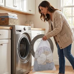 SnelShoppen - Waszakken 2-Piece, 70x90 cm Grote Wasnetten voor Wasmachine met Trekkoord, Fijnmazige Waszak voor Beddengoed, Knuffels en Opslag, Wit — thumbnail 2