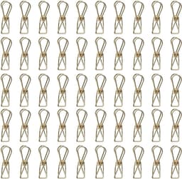 50 stuks metalen draadklemmen, multifunctionele stalen draadklemmen, minispelden voor kleding, rekeningen, papier, kantoorbenodigdheden, keuken, kamperen (32 mm, goud) — thumbnail 1