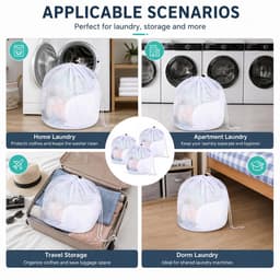 SnelShoppen - 3 Stuks Wasnet voor Wasmachine 40x50 cm - Grote Waszak met Trekkoord - Duurzaam Nylon - Perfect voor Beha, Ondergoed, Sokken, Panty's, K — thumbnail 5
