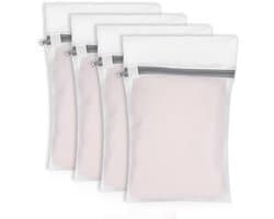 Wasnet Voor Wasmachine, Waszak Met Ritssluiting, Wit Met Roze Accenten
