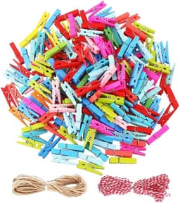 120 Stuks 3,5 cm Kleurrijke Houten Wasknijpers Mini Ambachten Foto Peg Klemmen Met 29,8 Meter Touw — thumbnail 1