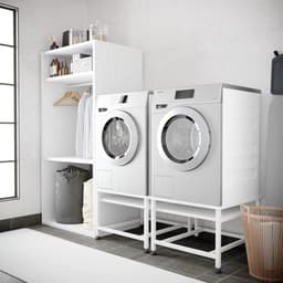 Wasmachine Verhoger - Opbouwmeubel XL - Ergonomische Wasruimte - Uitschuifbaar Plateau - 63 x 126 cm - Wit — thumbnail 2