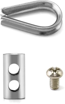 SnelShoppen - RVS Staal Kabelset 6m/2mm, Stalen Kabel met M2 Krimpogen en Bevestigingsmaterialen voor Tentlijnen, Kledinglijnen, Tuin en Camping — thumbnail 4