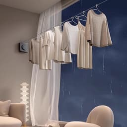 Uittrekbare Waslijn - Wand Waslijn - Ruimte Besparen - Niet Doorhangend - 1 Meter - Grijs — thumbnail 2