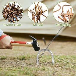 Set van 6 Grondankers van 30 cm van Gegalvaniseerd Staal voor Trampolines, Tenten en Campingaccessoires, Robuuste U-vormige Grondpinnen voor Beveiliging van Schuttingen en Luifels — thumbnail 2