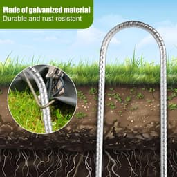 Set van 6 Grondankers van 30 cm van Gegalvaniseerd Staal voor Trampolines, Tenten en Campingaccessoires, Robuuste U-vormige Grondpinnen voor Beveiliging van Schuttingen en Luifels — thumbnail 5