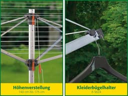 Droogmolen Comfort Plus - Waslijn molen - Buiten drogen - Traploos in hoogte - 52 meter lijn - Zilver — thumbnail 4