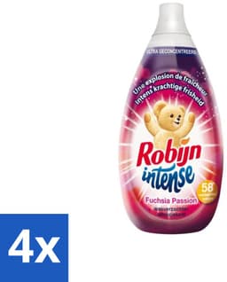 4 x Robijn Intense - Wasverzachter - Intense Fuchsia Passion - 870ml - 58 Wasbeurten - Wasverzachter - Fuchsia Passion - Geur - Frisheid - Zomerbloemen — thumbnail 1
