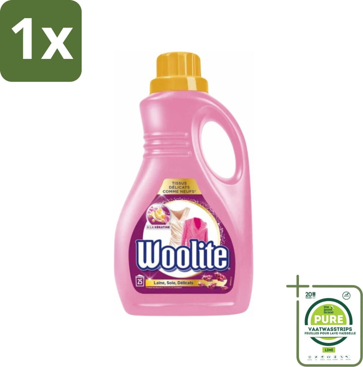 1 x Woolite Delicate - Vloeibaar Wasmiddel - Met Keratine - Wol, Zijde & Fijne Was - 25 Wasbeurten - 1,5L - Wolwasmiddel - Zijdewasmiddel - Delicate Was - Wasmiddel Voor Fijne Stoffen - Wasmiddel Voor Lingerie — afbeelding 1