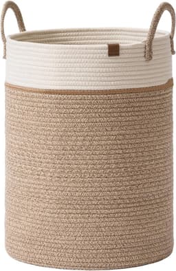 Jolíe Muse Grote opbergmand - Katoenen touw wasmand met handvat voor luierdeken speelgoed handdoek geweven wasmand woondecoratie wit & woestijn-XL — thumbnail 1