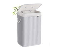 SONGMICS - Wasmand - Met Deksel - 72L Capaciteit - Gemaakt van Bamboe